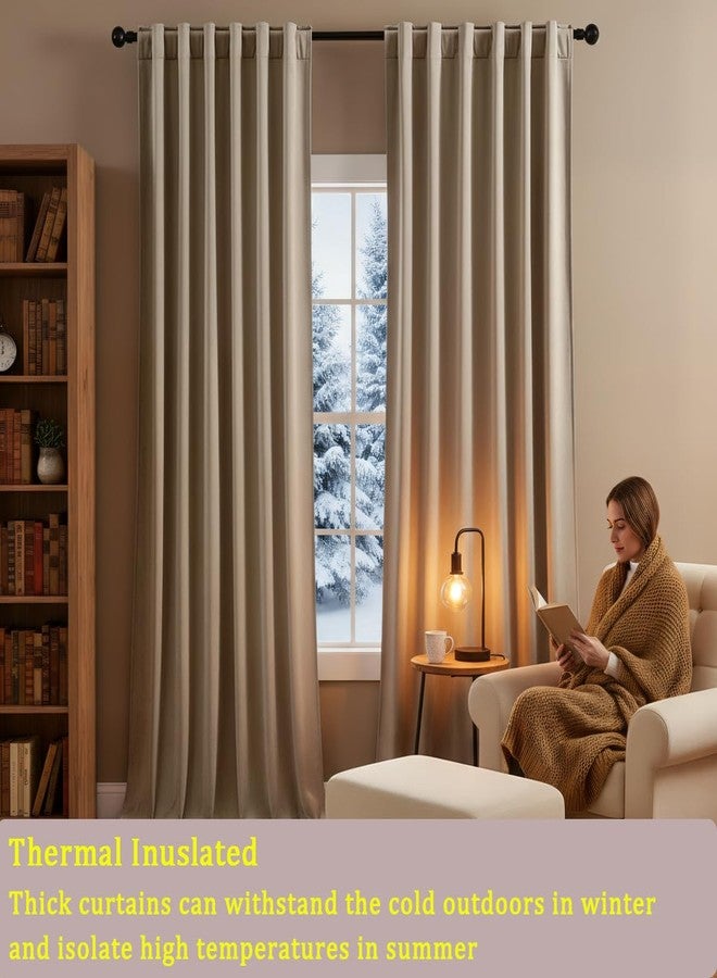 Timeper Taupe Velvet Curtains 84 inches 2 Panels, Light Blocking Curtains for Bedroom Living Room Thermal Insulated Luxury Super Soft Window Drapes,Back Tab & Rod Pocket,W52 x L84 inches - Image 3